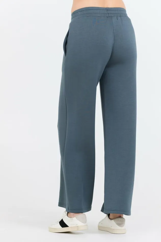 Women Vintage Havana Joggers Mountain Grey Cloud Fleece Flare Pant Grey