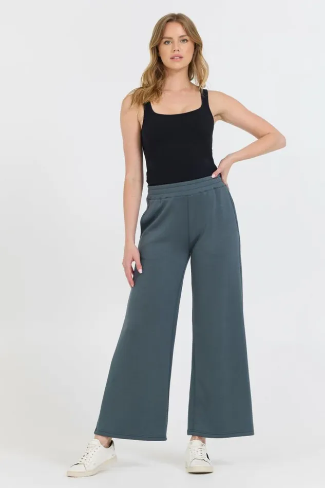 Women Vintage Havana Joggers Mountain Grey Cloud Fleece Flare Pant Grey