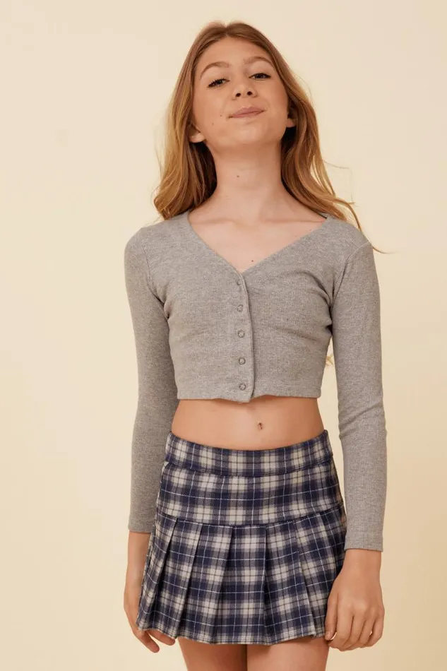 Women Vintage Havana Kids Tops Classic Grey Ribbed Snap Button Cardigan Classic Grey Women Vintage Havana Kids Tops Classic Grey Ribbed Snap Button Cardigan Classic Grey