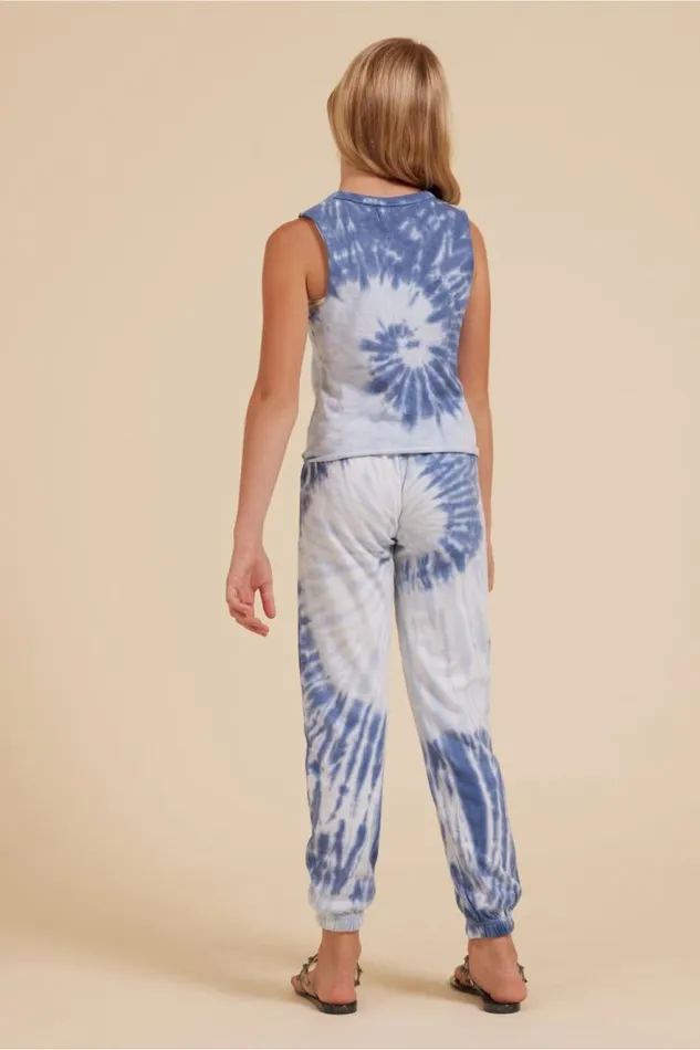 Women Vintage Havana Kids Tops Ocean Water Tie Dye Tie Front Tank Ocean Water Tie Dye