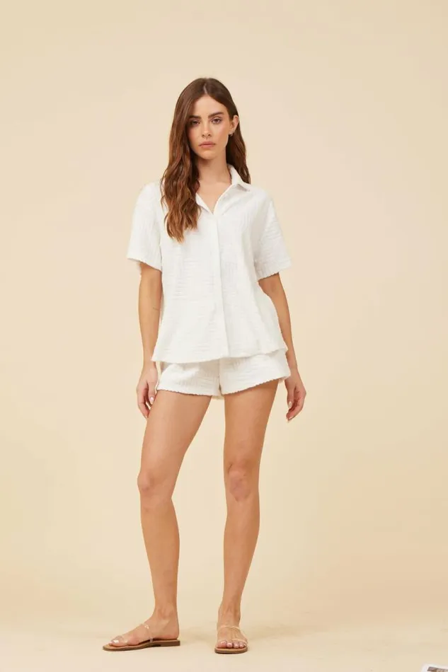 Women Vintage Havana Shorts Warm White Corded Terry Shorts Warm White