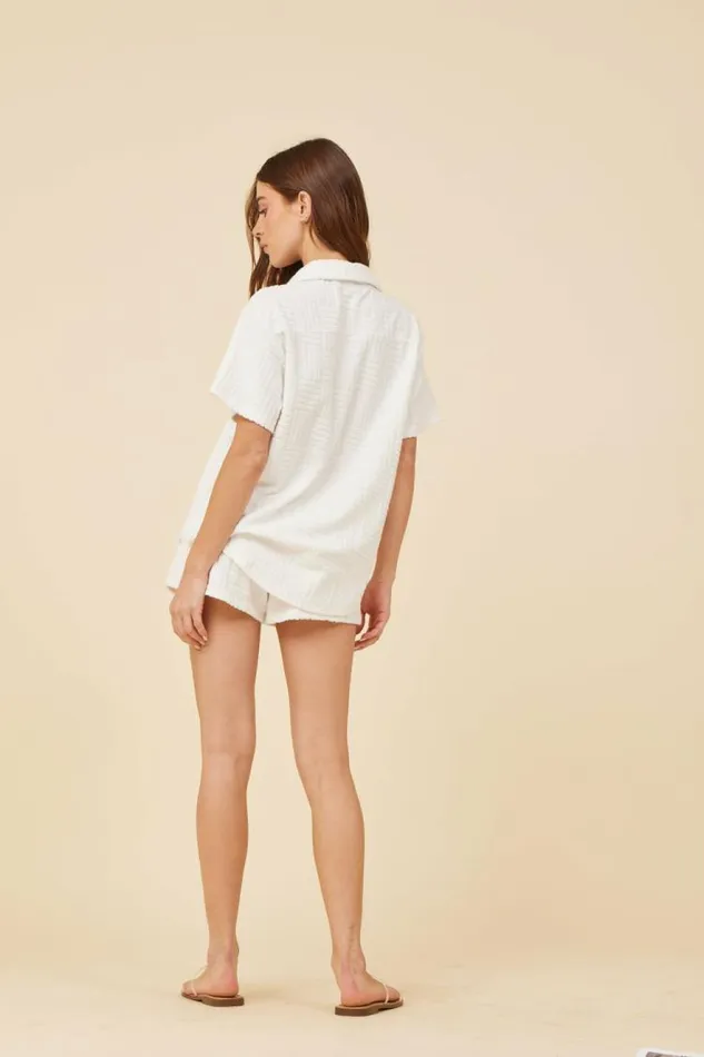 Women Vintage Havana Shorts Warm White Corded Terry Shorts Warm White