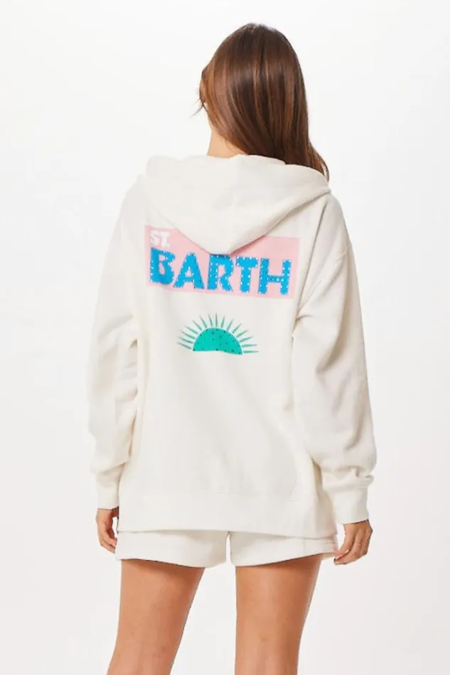 Women Vintage Havana Sweatshirts White St Barth Jet Setter Surf Wash Zip Up White