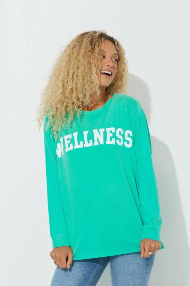 Women Vintage Havana Tees Island Green quotWellnessquot Pigment Dyed Long Sleeve Tee Island Green Women Vintage Havana Tees Island Green quotWellnessquot Pigment Dyed Long Sleeve Tee Island Green