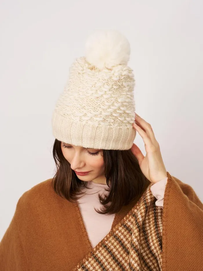 Women Vintage Havana Winter Hats TURN UP POMPOM HAT 8211 CREAM Cream Women Vintage Havana Winter Hats TURN UP POMPOM HAT 8211 CREAM Cream