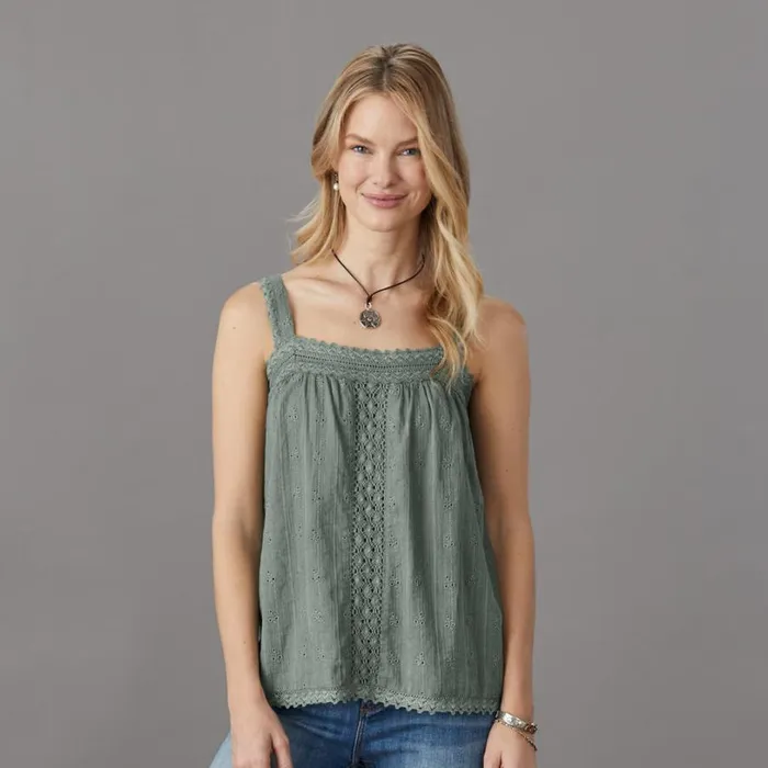 Women Vintage Meadow Camisole Midnight Sundance Catalog Tops