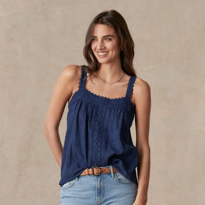 Women Vintage Meadow Camisole Midnight Sundance Catalog Tops