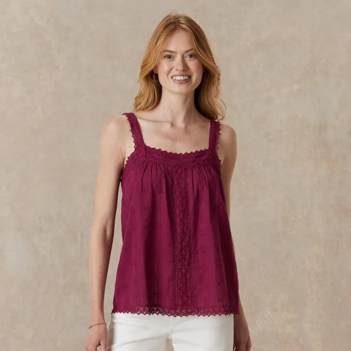 Women Vintage Meadow Camisole Midnight Sundance Catalog Tops