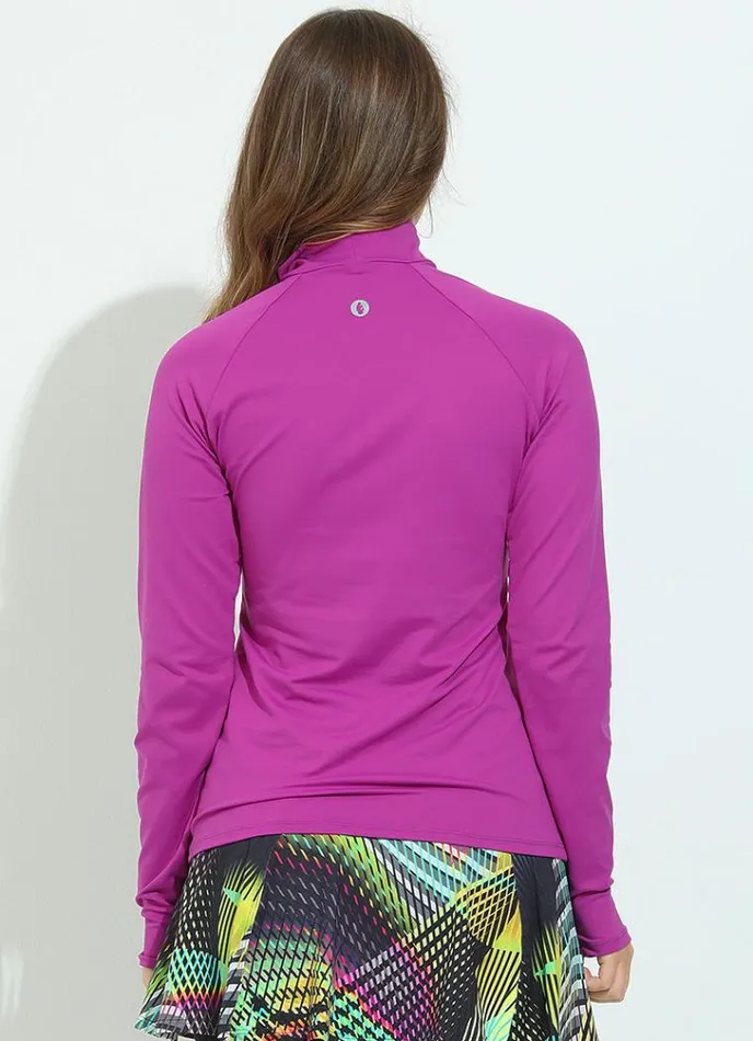 Women Warm Up Shirt Magenta Dona Jo Long Sleeve Shirts