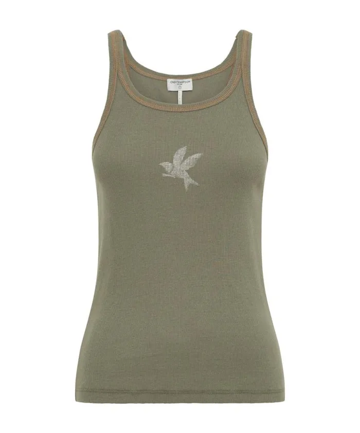Women WASHED KHAKI ONE TEASPOON RIB SINGLET One Teaspoon Tees and Tanks Women WASHED KHAKI ONE TEASPOON RIB SINGLET One Teaspoon Tees and Tanks