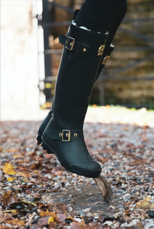 Women Wellington Boots Holland Cooper Sherpa Lined Regency Wellington Matte Black