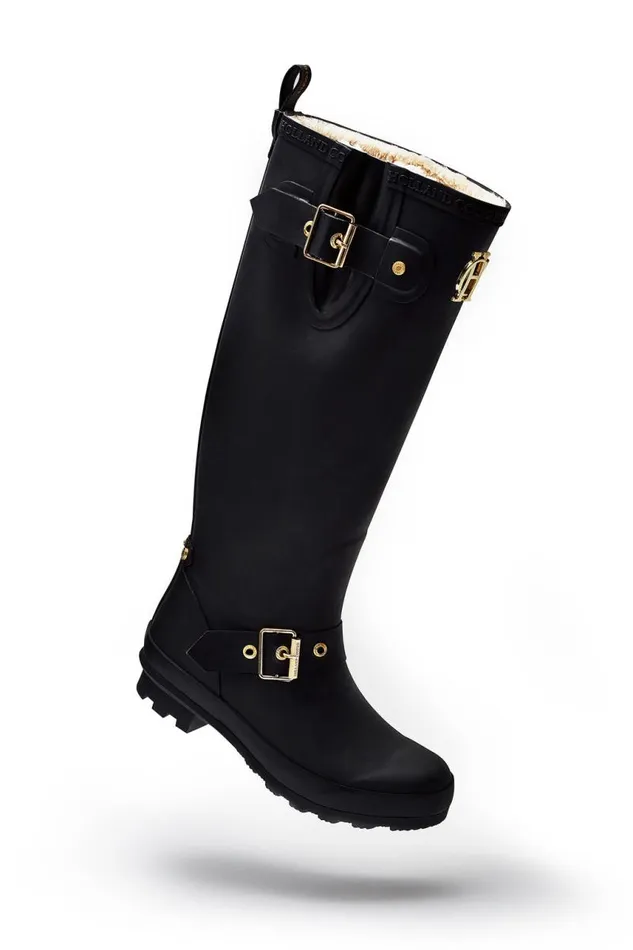 Women Wellington Boots Holland Cooper Sherpa Lined Regency Wellington Matte Black