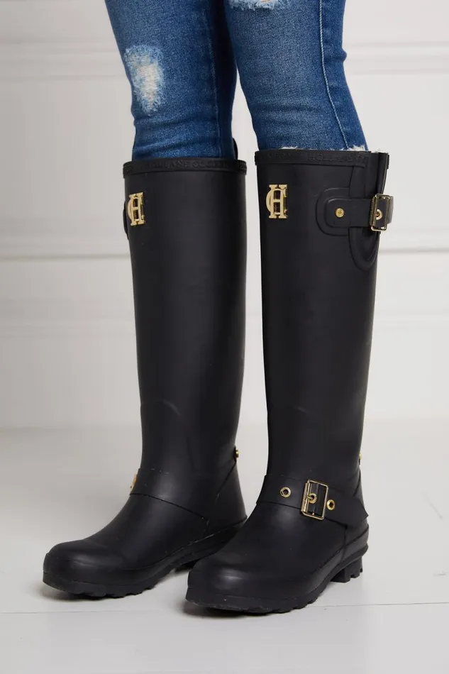 Women Wellington Boots Holland Cooper Sherpa Lined Regency Wellington Matte Black