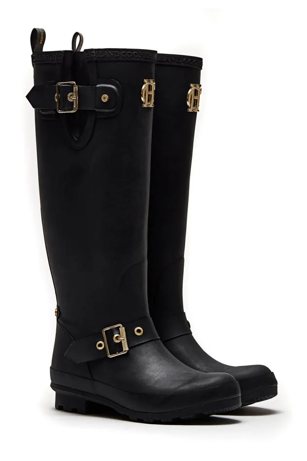 Women Wellington Boots Holland Cooper Sherpa Lined Regency Wellington Matte Black