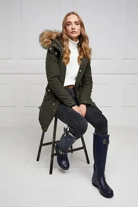 Women Wellington Boots Holland Cooper Sherpa Lined Regency Wellington Matte Navy