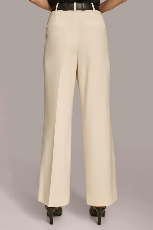 Women WIDE LEG TROUSER WITH CHAIN BELT Ivory Donna Karan New York Pants Women WIDE LEG TROUSER WITH CHAIN BELT Ivory Donna Karan New York Pants