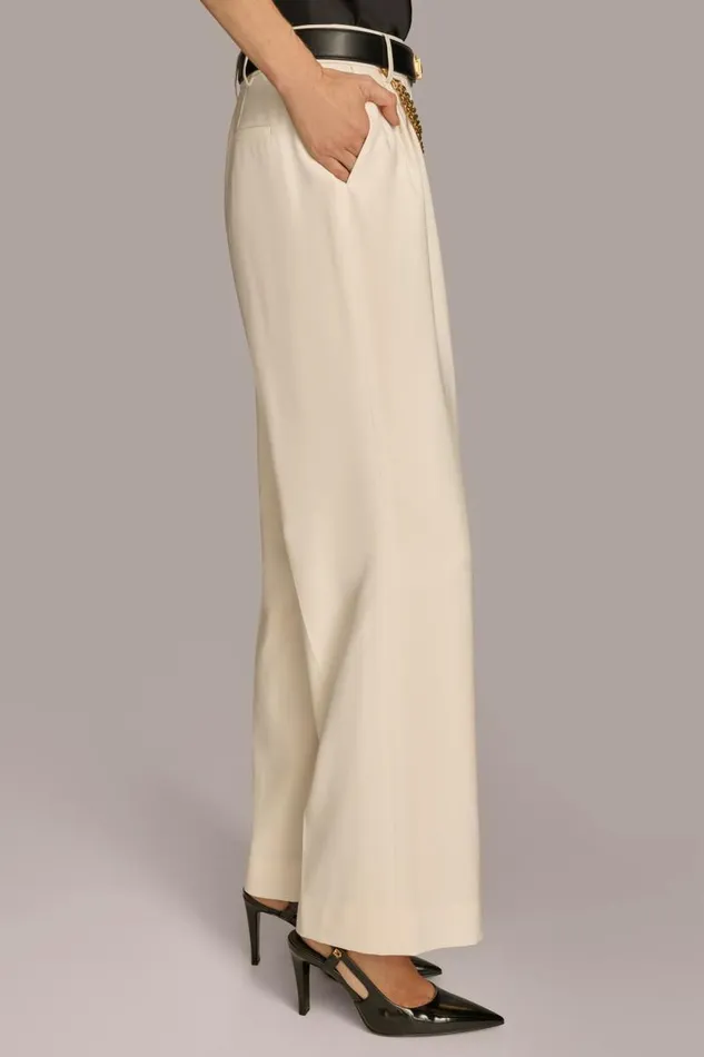 Women WIDE LEG TROUSER WITH CHAIN BELT Ivory Donna Karan New York Pants Women WIDE LEG TROUSER WITH CHAIN BELT Ivory Donna Karan New York Pants