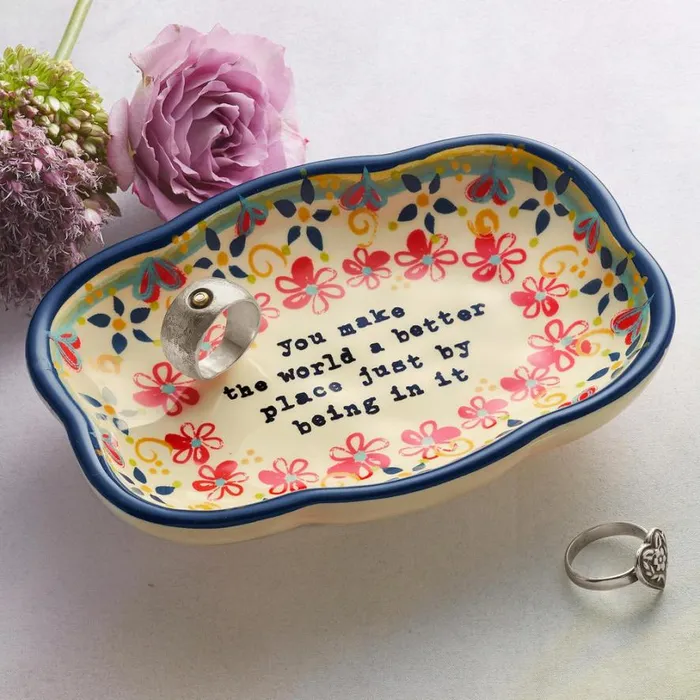 Women You Make My World Dish Sundance Catalog Jewelry Storage