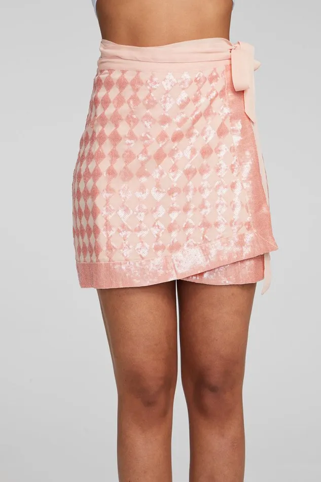 Womens Chaser Brand Bottoms Gramercy Wrap Skirt Embellished Check