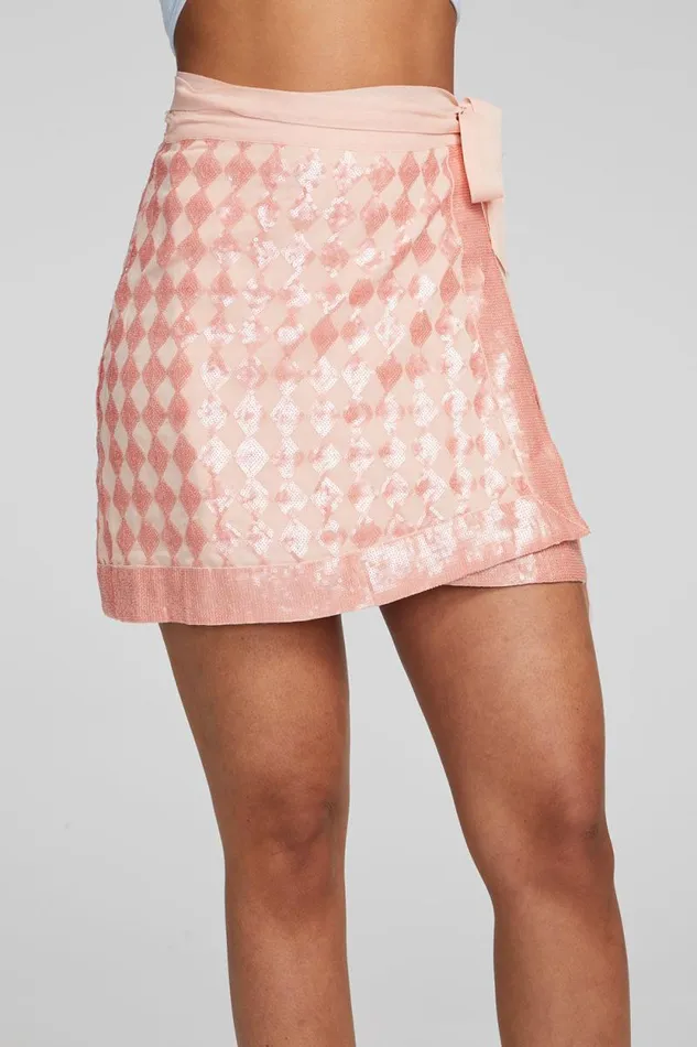 Womens Chaser Brand Bottoms Gramercy Wrap Skirt Embellished Check