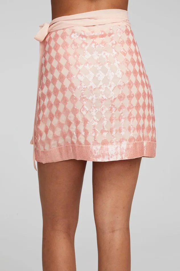 Womens Chaser Brand Bottoms Gramercy Wrap Skirt Embellished Check