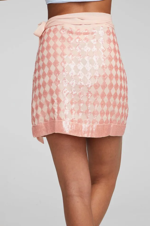 Womens Chaser Brand Bottoms Gramercy Wrap Skirt Embellished Check