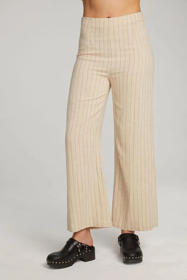 Womens Chaser Brand Bottoms Laurel White Pinstripe Trouser