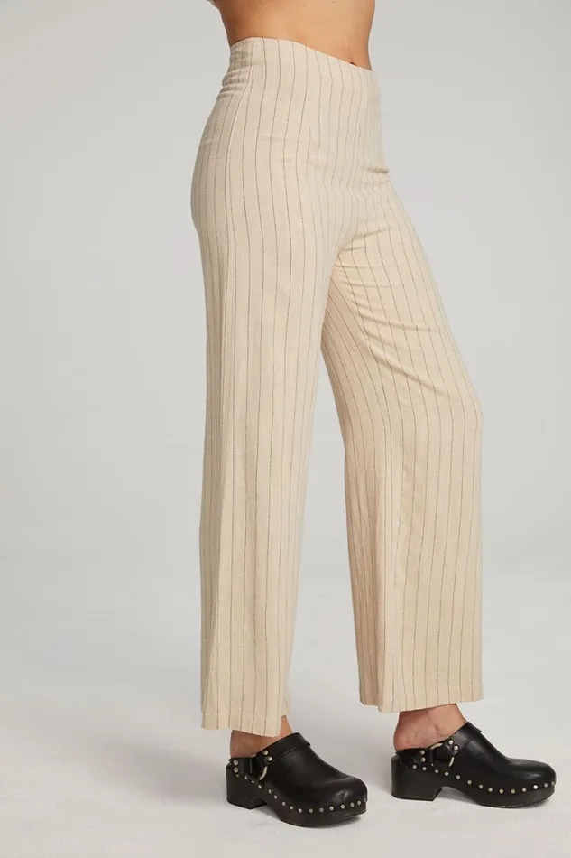 Womens Chaser Brand Bottoms Laurel White Pinstripe Trouser