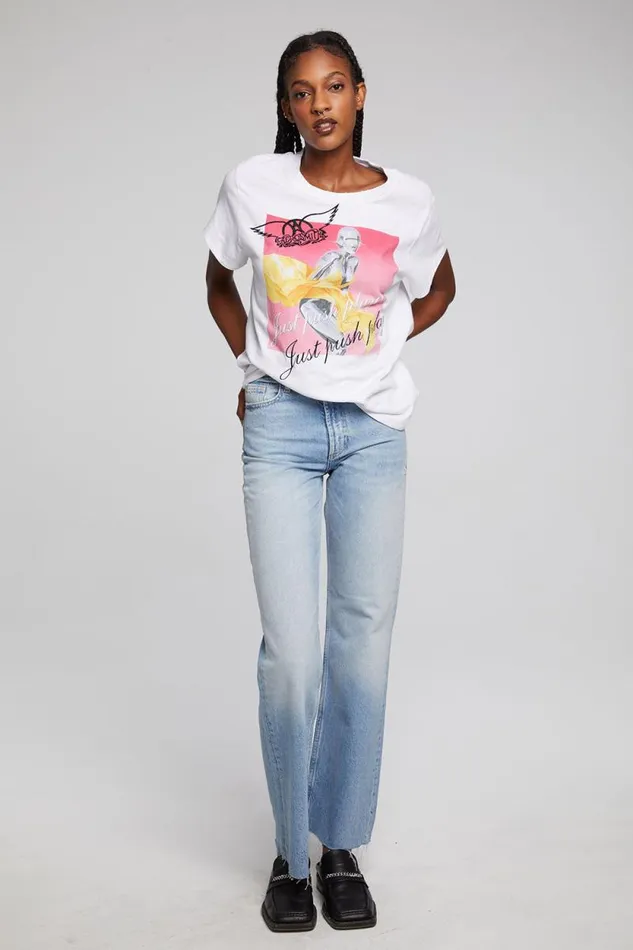 Womens Chaser Brand Tops Aerosmith Just Push Play Tee