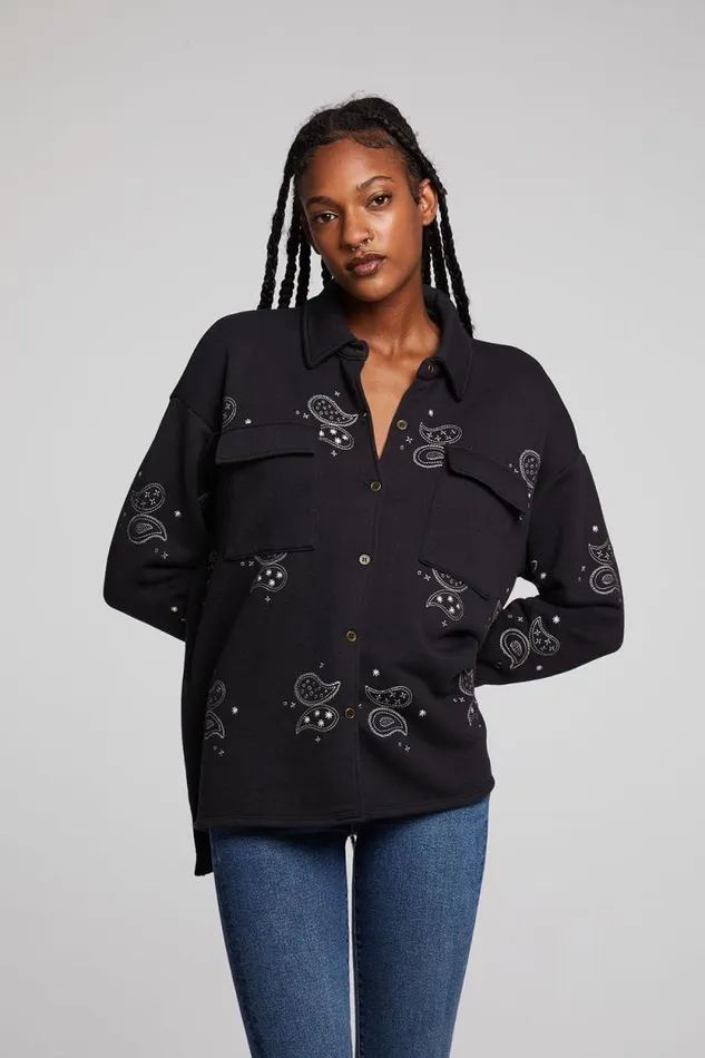 Womens Chaser Brand Tops Allover Paisley Button Down