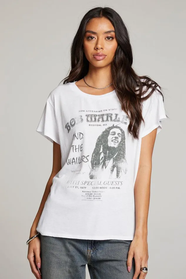 Womens Chaser Brand Tops Bob Marley Harvard Stadium Tee