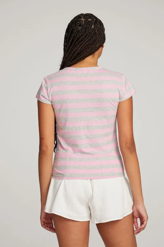 Womens Chaser Brand Tops Chandler Pastel Lavender Stripe Tee