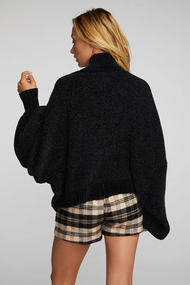 Womens Chaser Brand Tops Chenille Sweater Knit Turtleneck