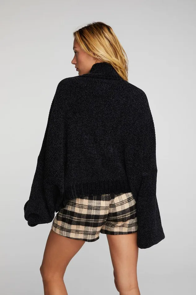 Womens Chaser Brand Tops Chenille Sweater Knit Turtleneck