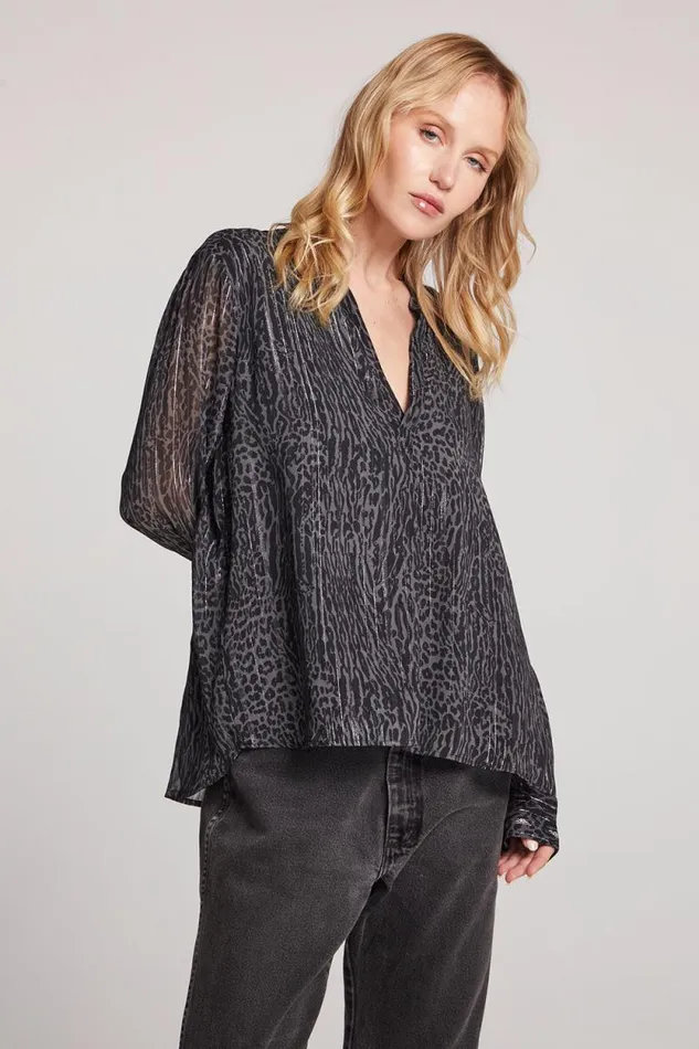 Womens Chaser Brand Tops Denver Licorice Leopard Blouse