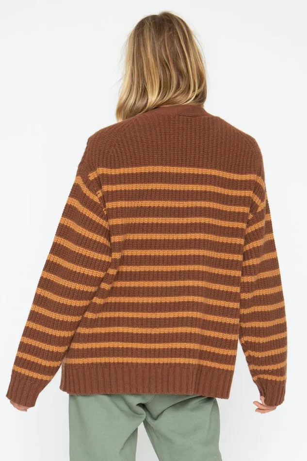 Womens Chaser Brand Tops Grandpa Cardigan 8211 Brown Beige