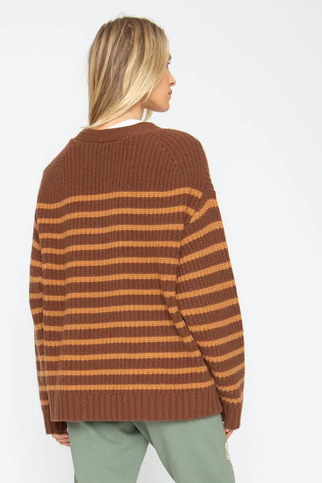 Womens Chaser Brand Tops Grandpa Cardigan 8211 Brown Beige