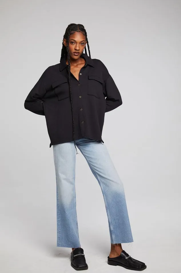 Womens Chaser Brand Tops Hyde Licorice Button Down