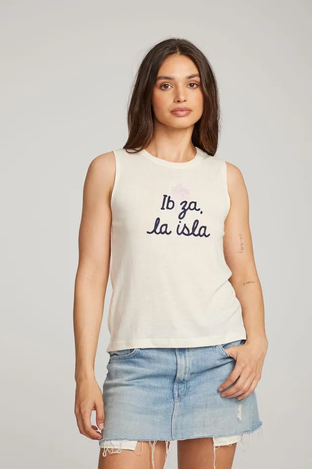 Womens Chaser Brand Tops Ibiza Palm Muscle Tee