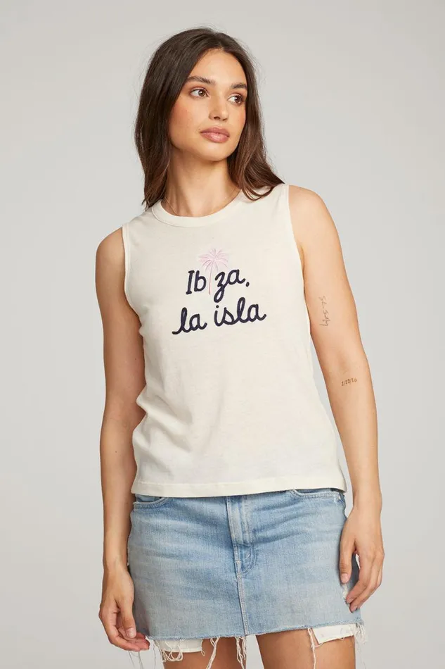 Womens Chaser Brand Tops Ibiza Palm Muscle Tee