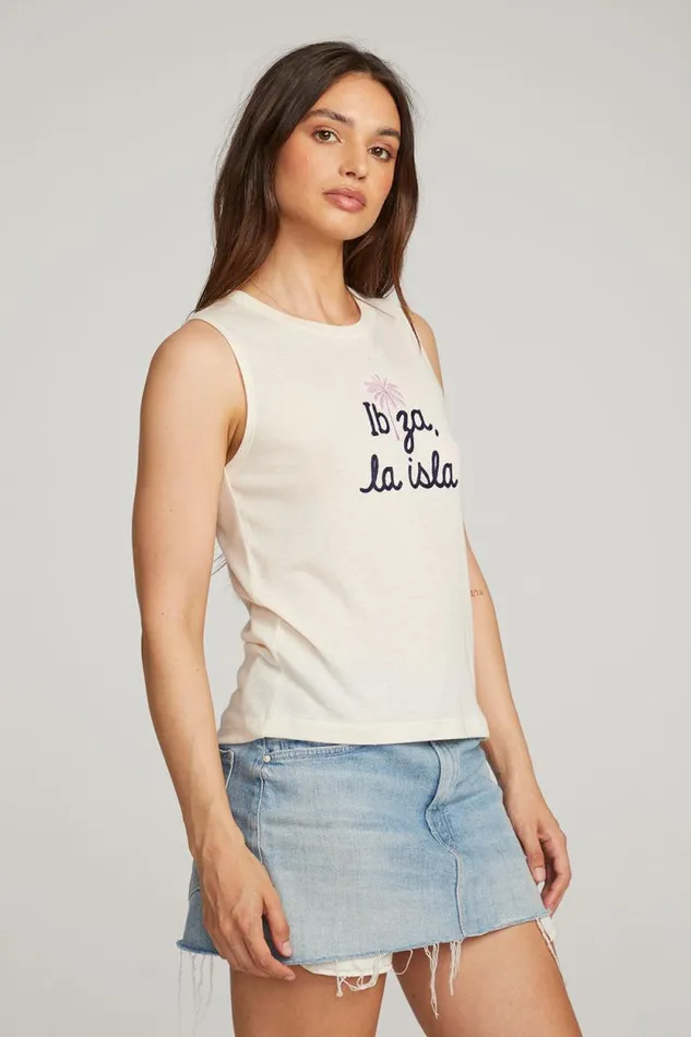 Womens Chaser Brand Tops Ibiza Palm Muscle Tee