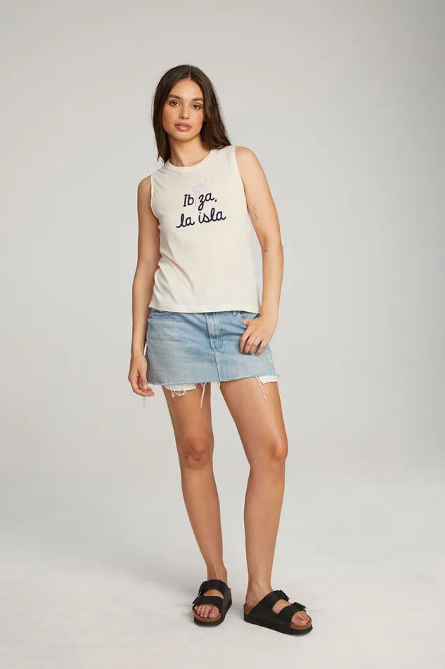 Womens Chaser Brand Tops Ibiza Palm Muscle Tee