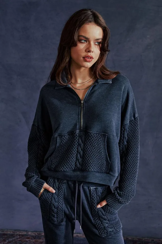 Womens Chaser Brand Tops Joe Licorice Half Zip