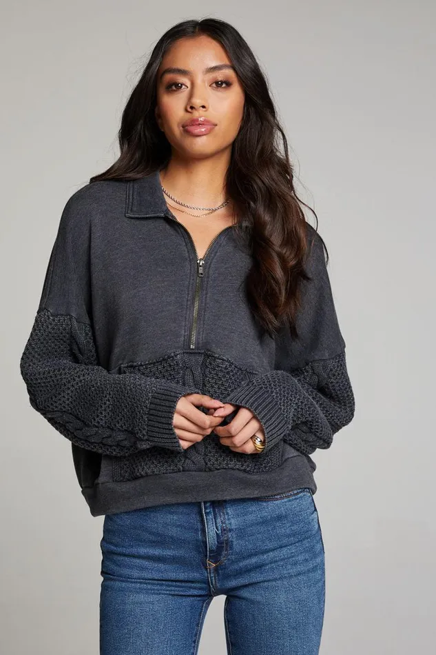 Womens Chaser Brand Tops Joe Licorice Half Zip