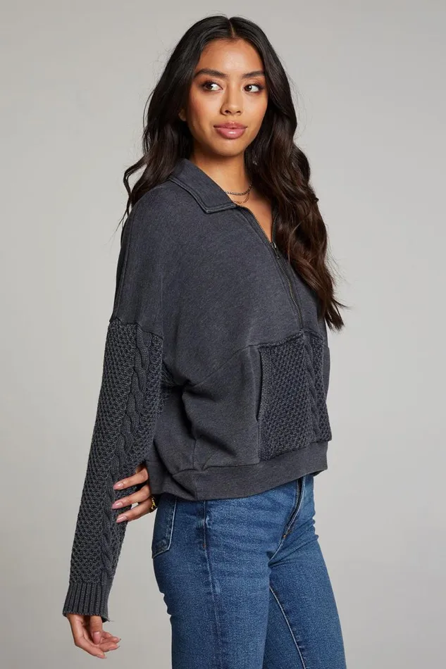 Womens Chaser Brand Tops Joe Licorice Half Zip