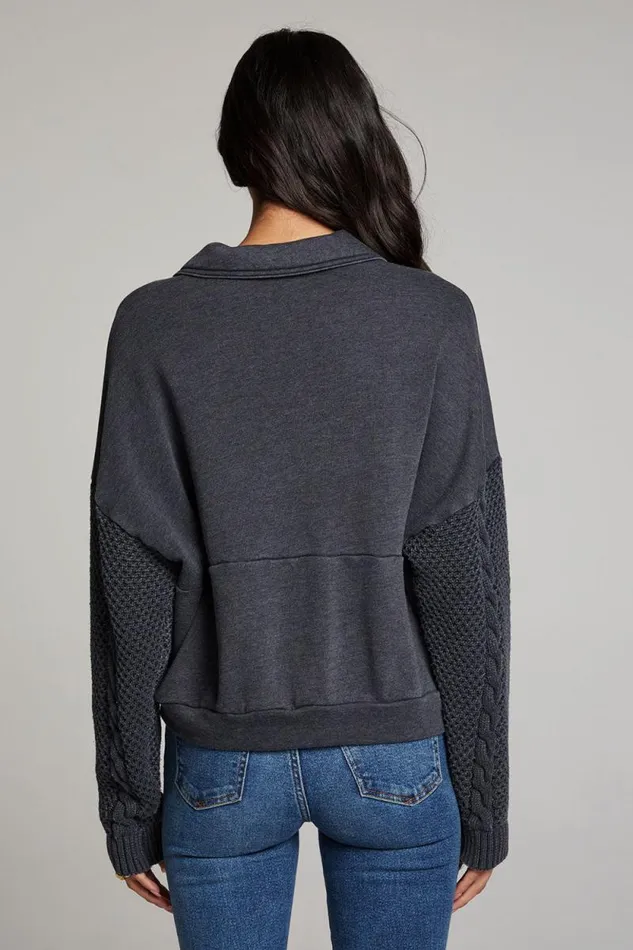 Womens Chaser Brand Tops Joe Licorice Half Zip