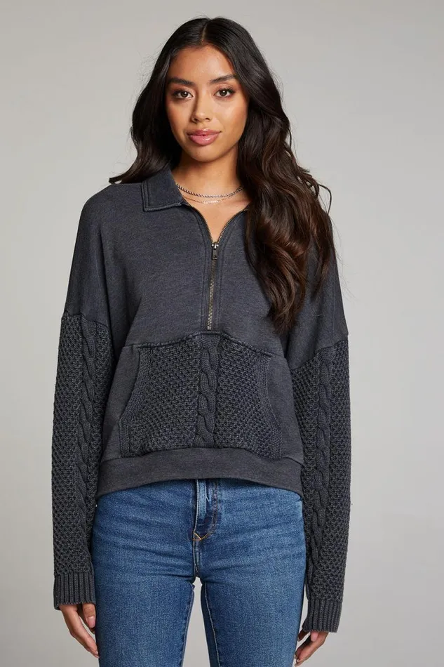 Womens Chaser Brand Tops Joe Licorice Half Zip