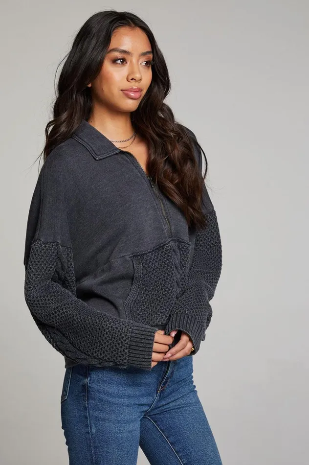 Womens Chaser Brand Tops Joe Licorice Half Zip
