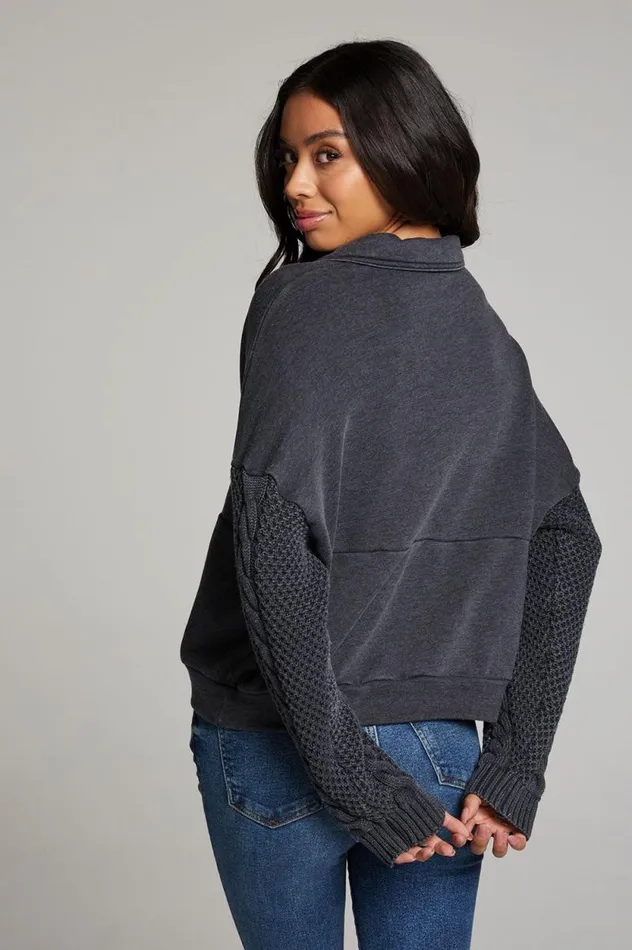 Womens Chaser Brand Tops Joe Licorice Half Zip