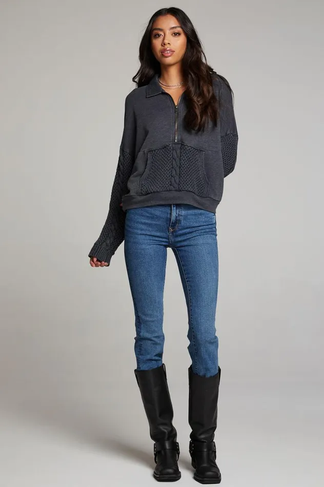 Womens Chaser Brand Tops Joe Licorice Half Zip
